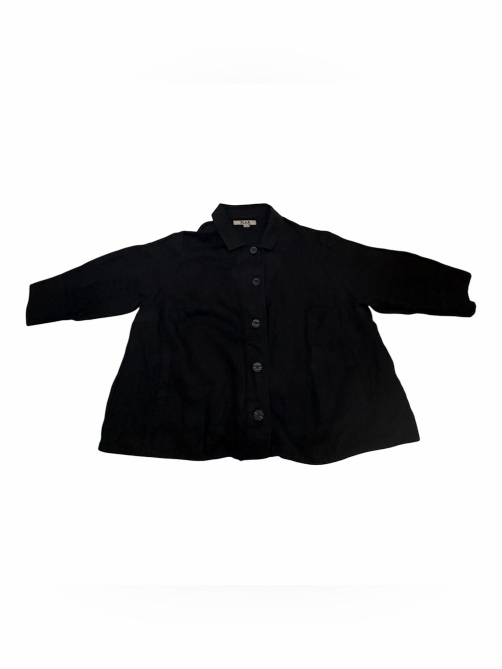 FLAX | black button up jacket 100%